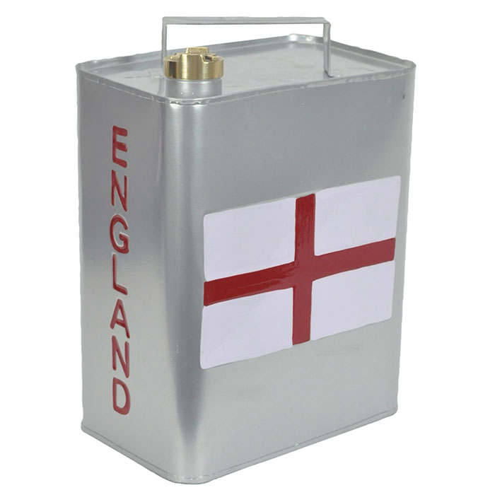 St George Flag England Silver Oil Can 33cm